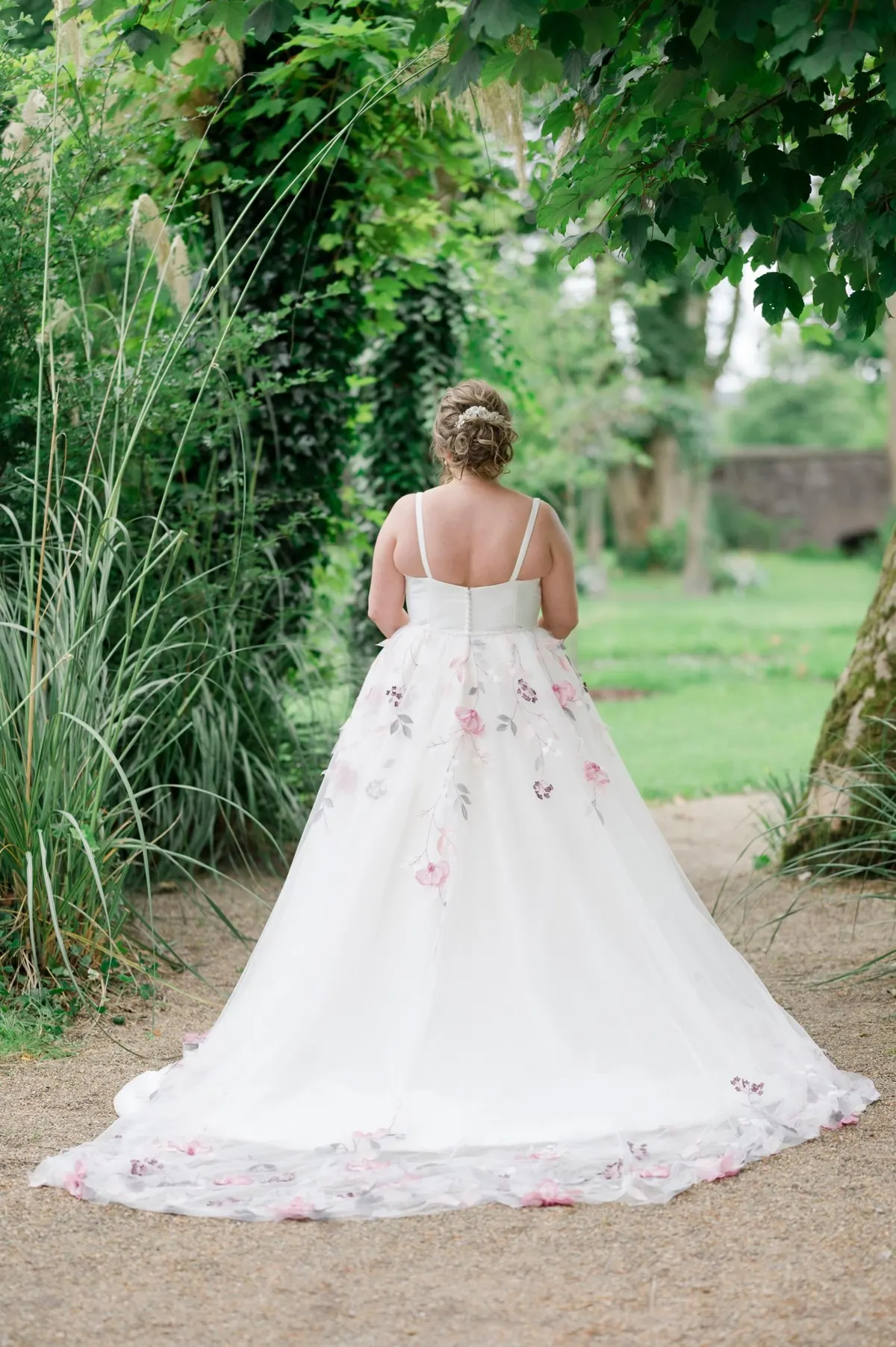 Bride in the gardens at Clonabreany House.