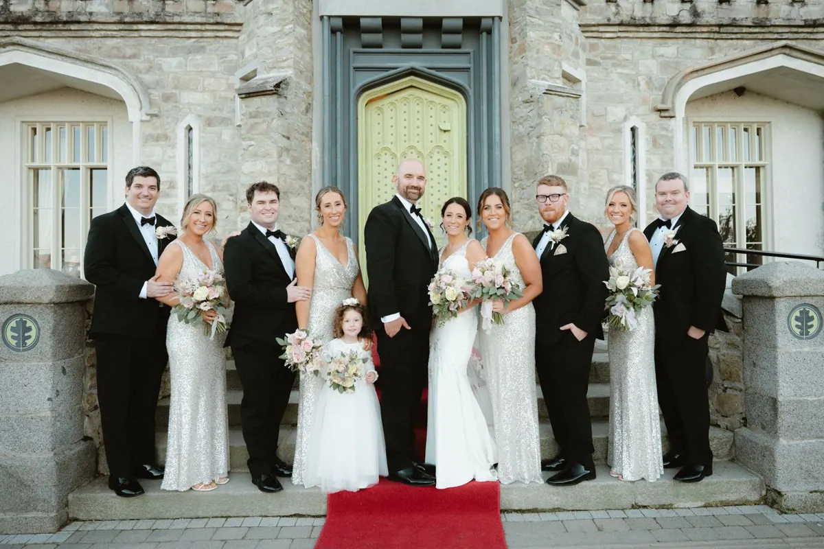 Elegant bridal portrait outside Killeavy Castle Estate