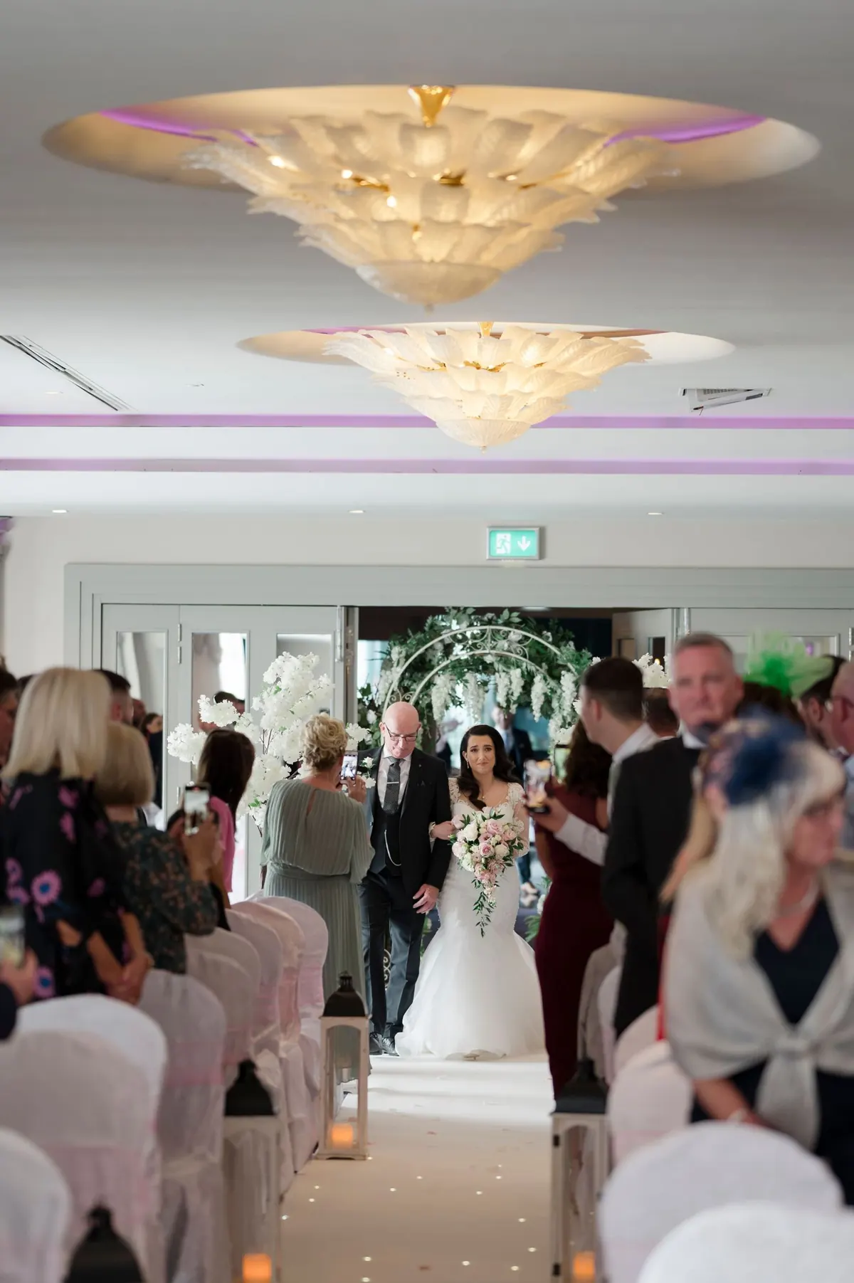 A wide view down the aisle at Michelle and Chris’s ceremony.