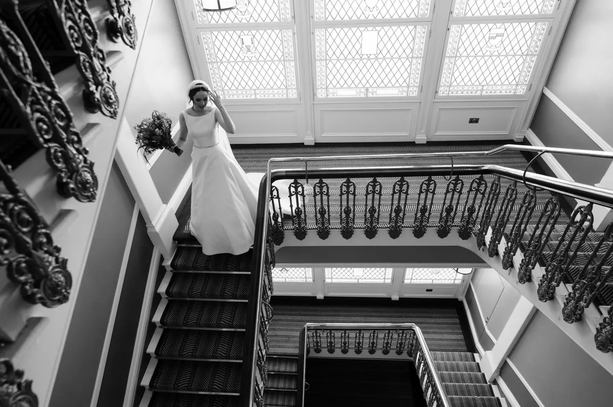 Carole on the staircase at The Shelbourne.