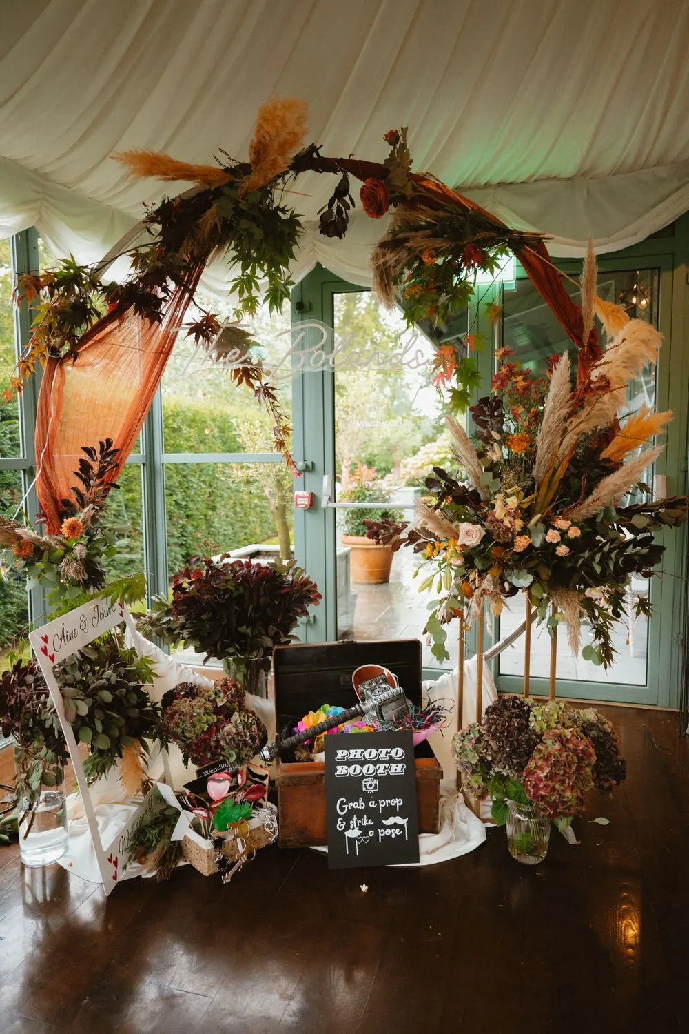 Flowers and decorative details at Aine and John’s reception.