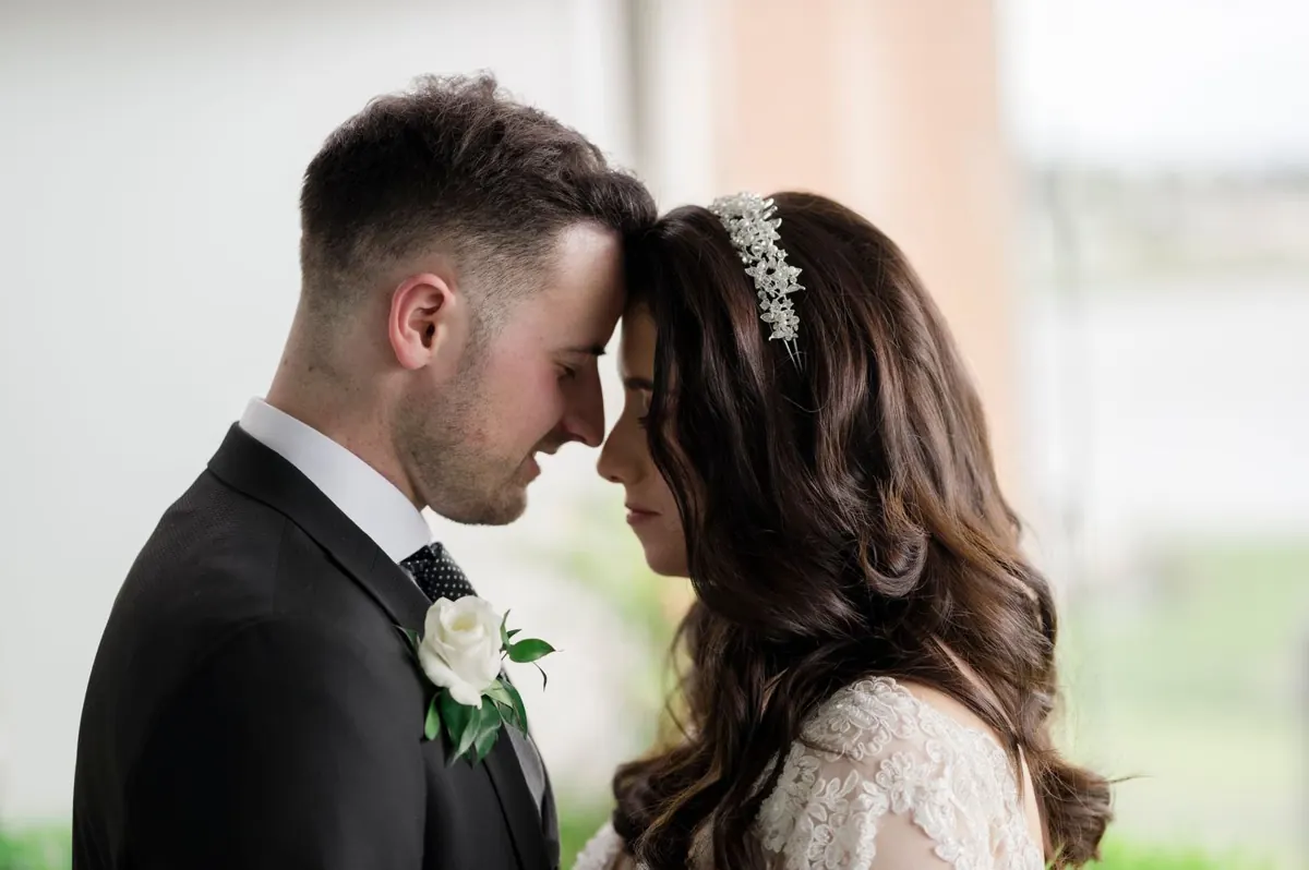 A close, affectionate portrait of Michelle and Chris.