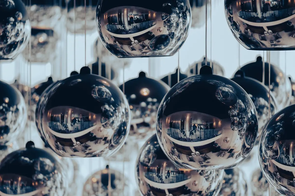 Reflections in the decorative mirrored installation at The G Hotel.
