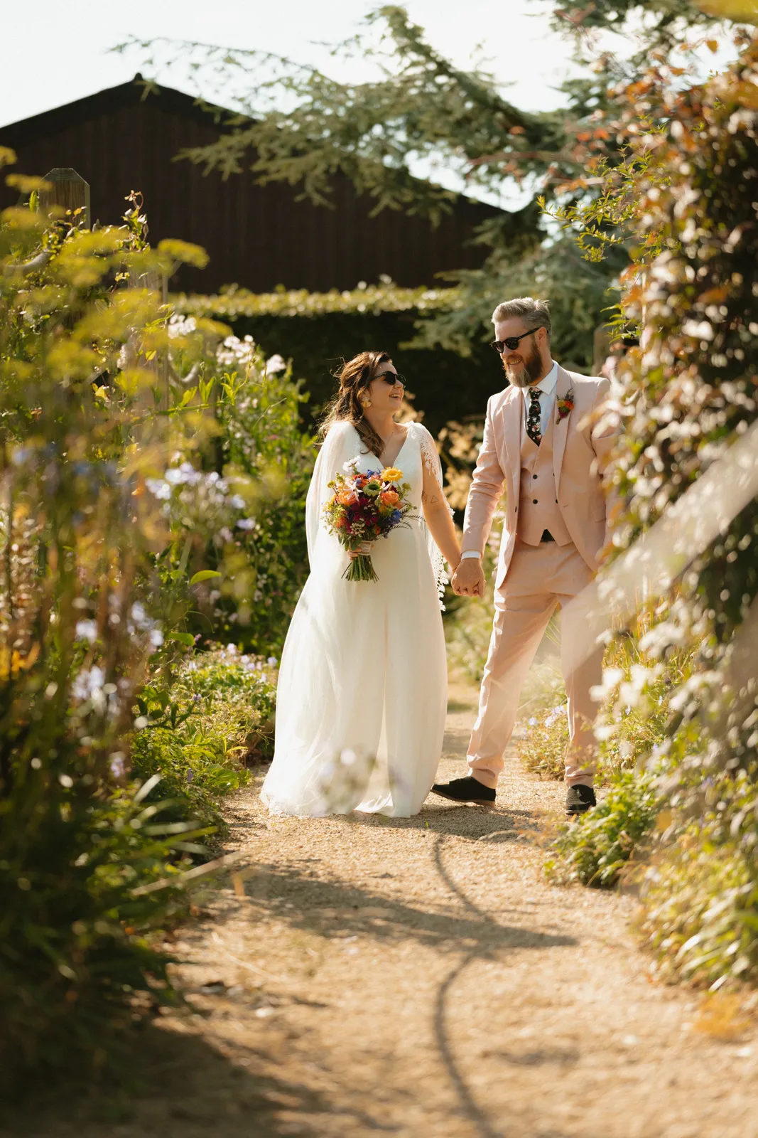 The couple on a narrow garden path