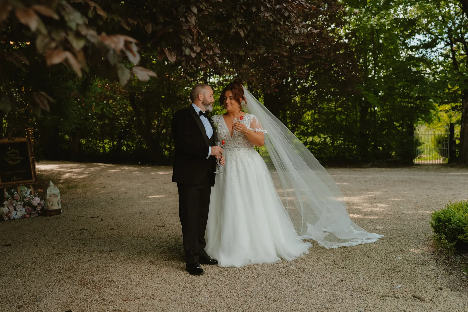 Ashley and Brian together in the gardens at the Station House Hotel