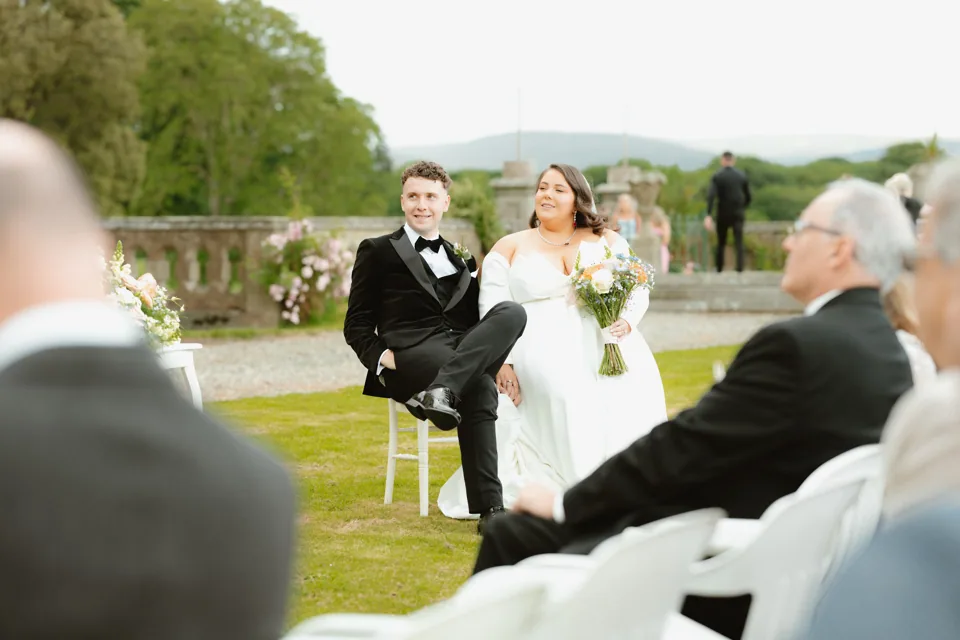 Brooke and David facing their guests