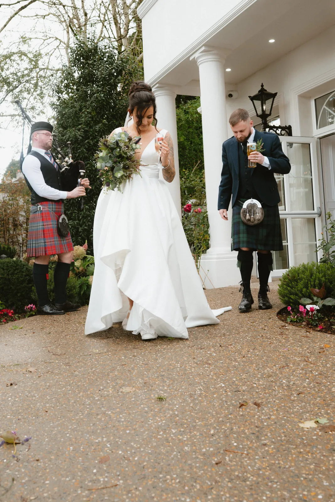 The couple outside after the ceremony