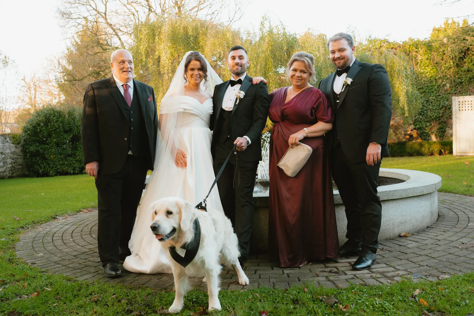 The couple with guests and their dog