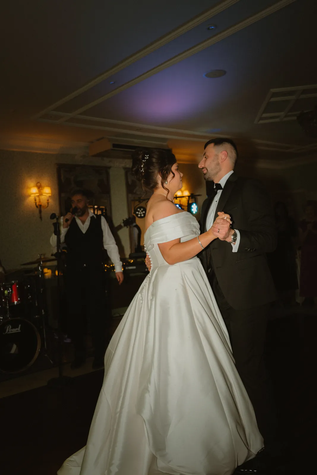 The couple dance together