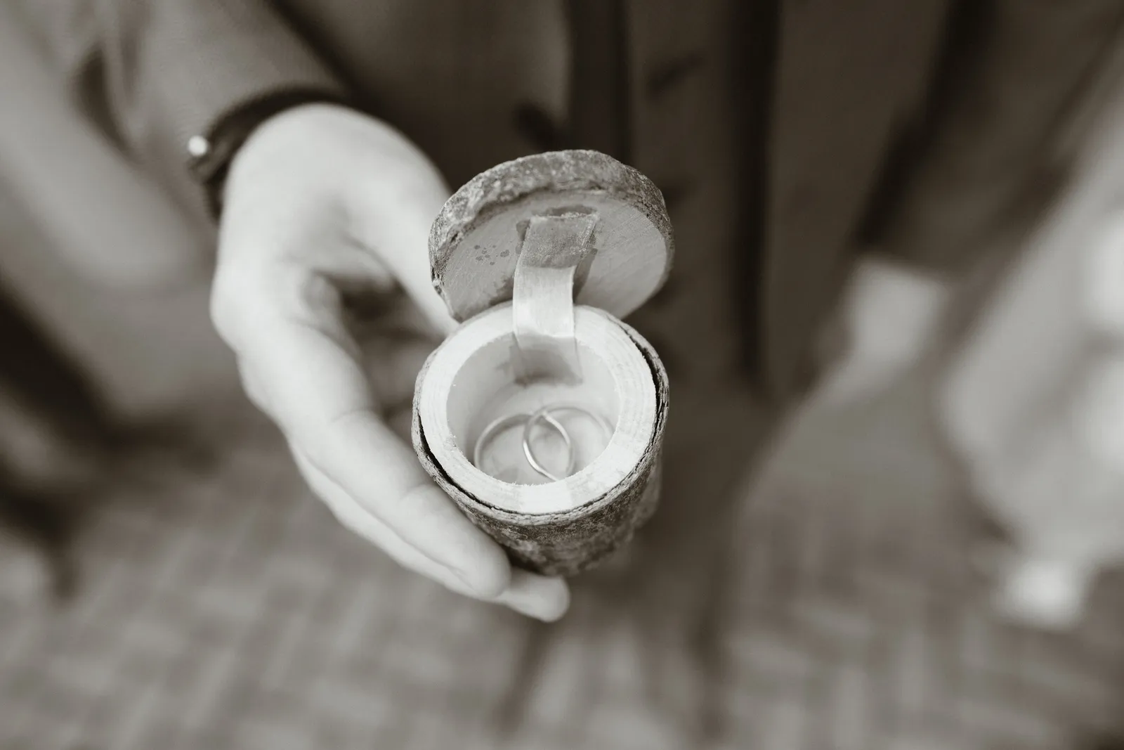 Wedding rings in an open ring box