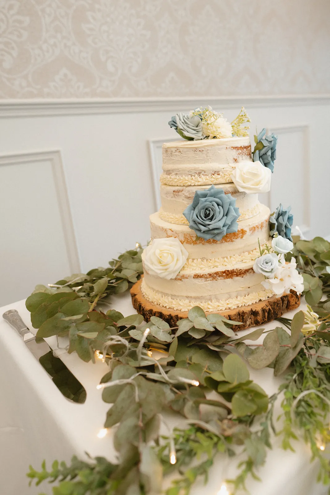 Wedding cake decorated with flowers