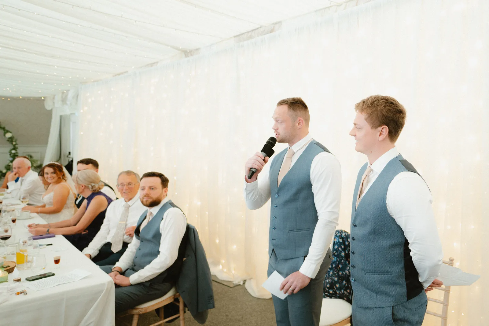A guest speaking at the reception