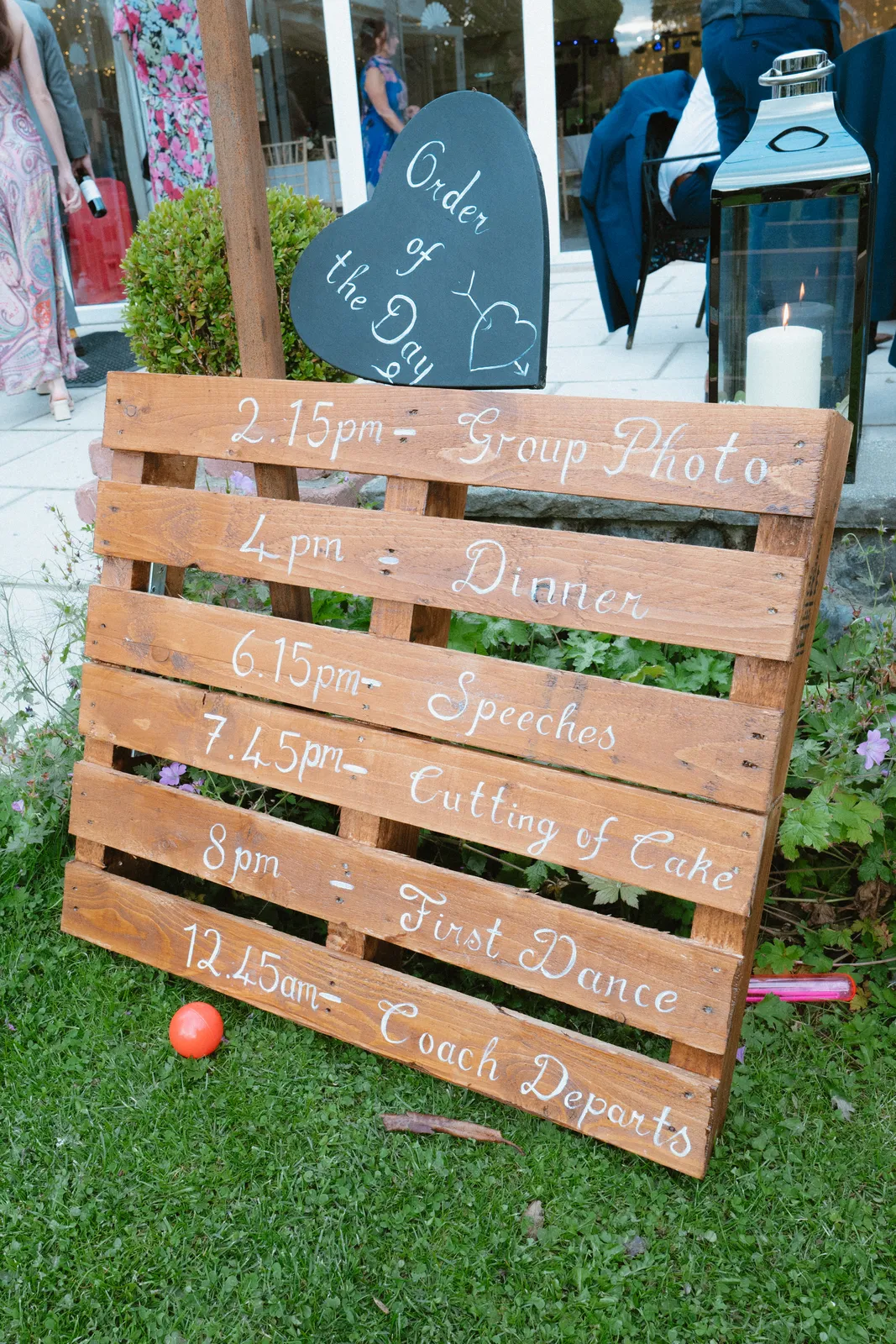 Wooden wedding sign in the garden