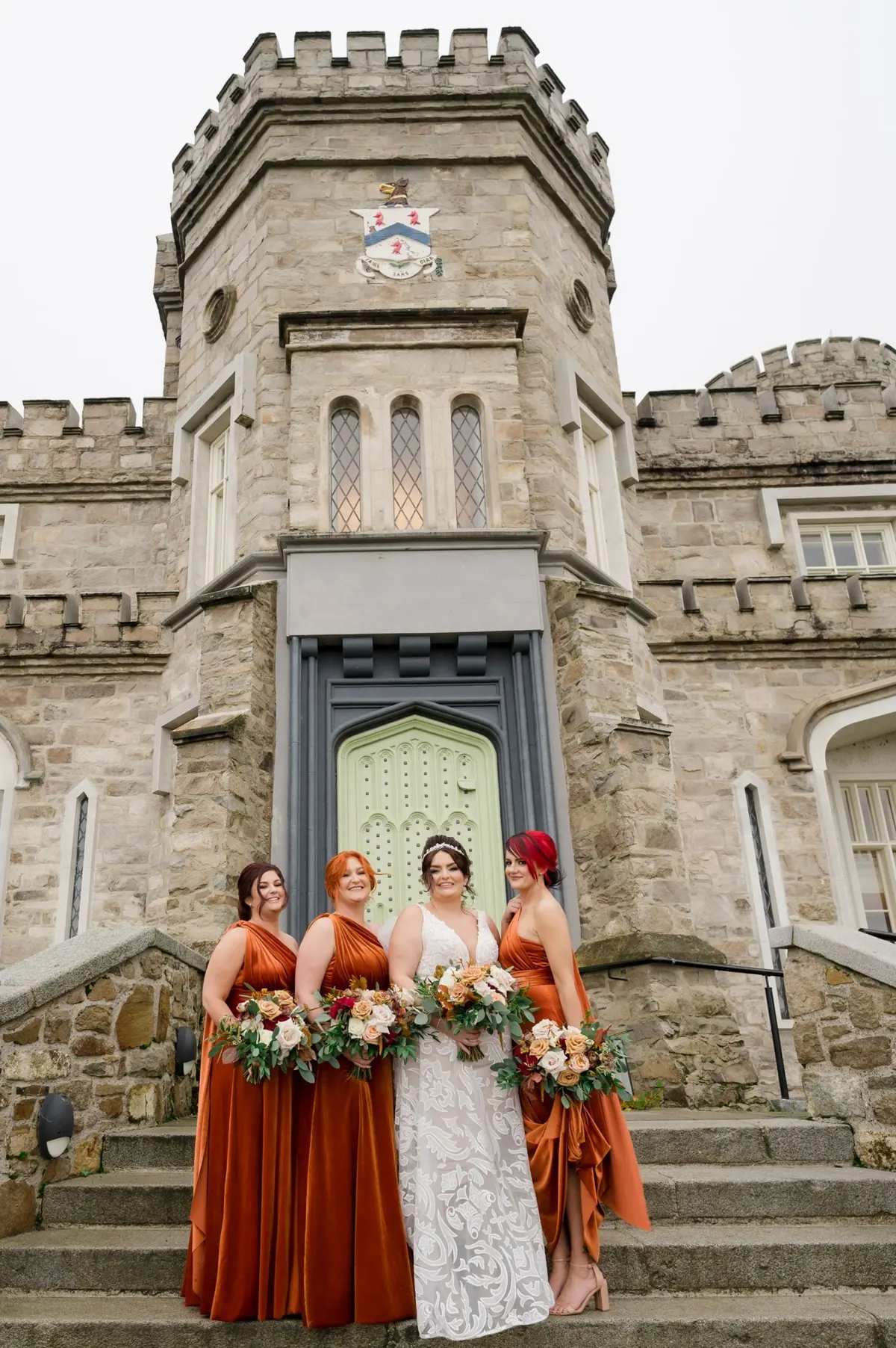 Bride and bridesmaids at Killeavy Castle.