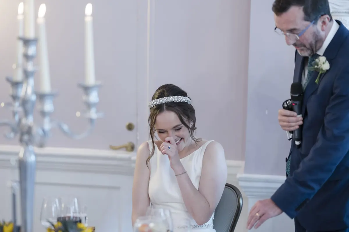 Carole reacting during the wedding speeches.