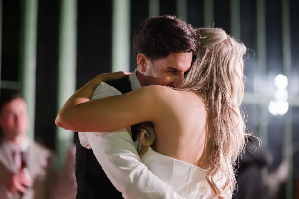 A close embrace during the first dance.
