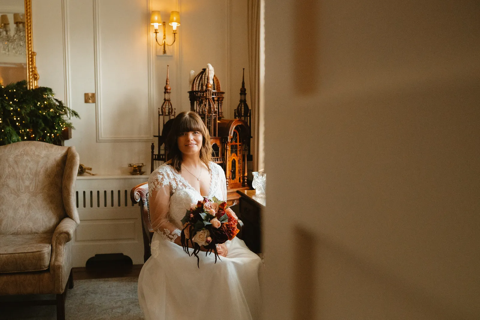 A seated bridal portrait