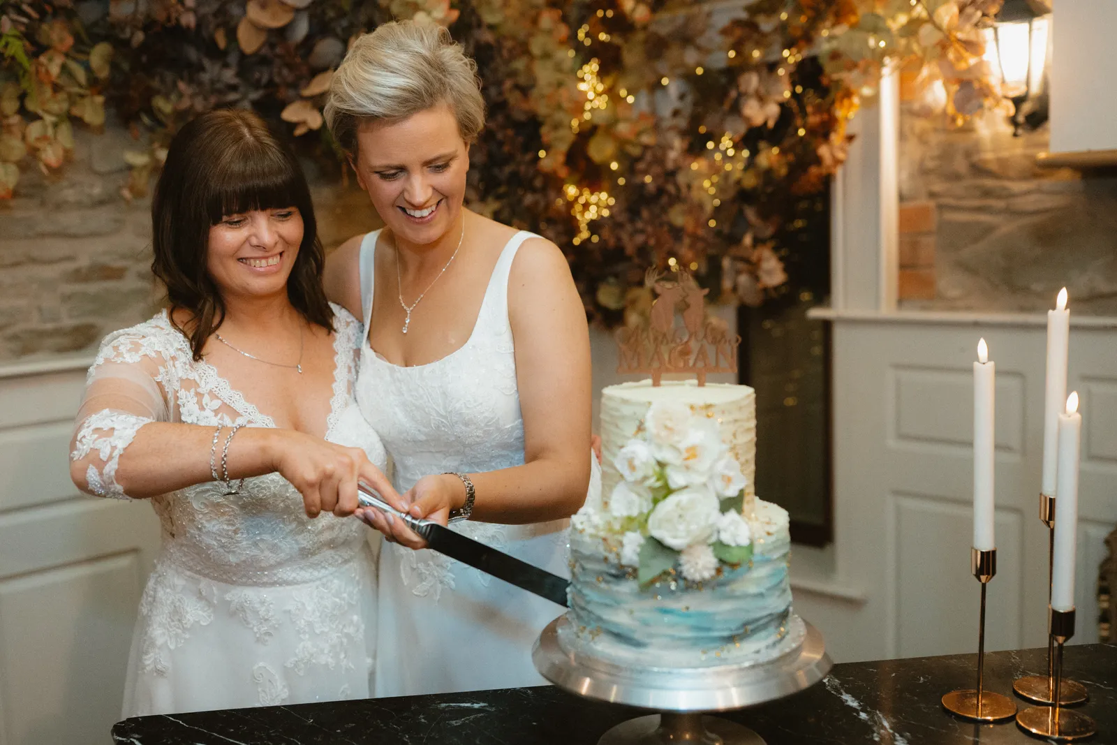 The couple cut their cake