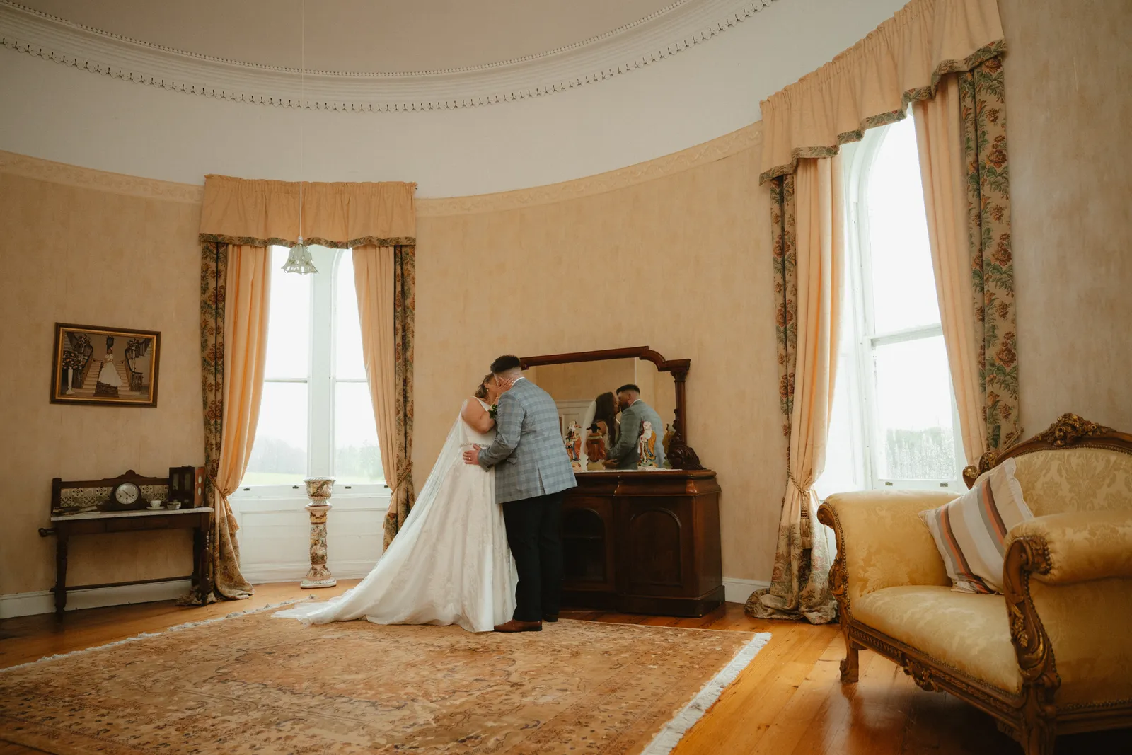 The couple in a bright sitting room