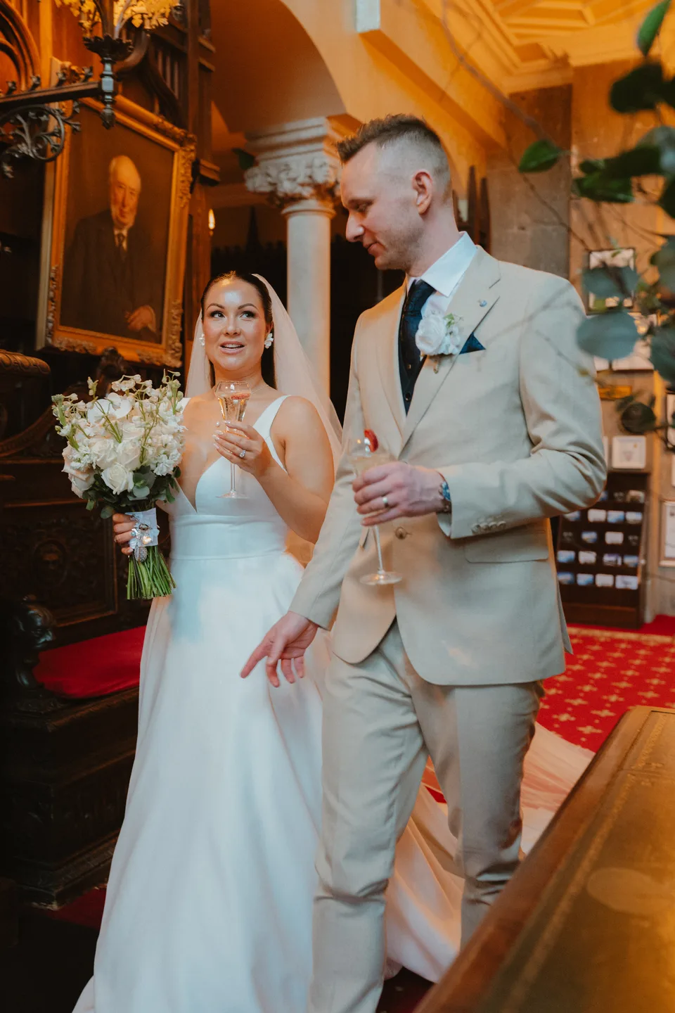 Lynsey and Jamie walking down the aisle after their ceremony.