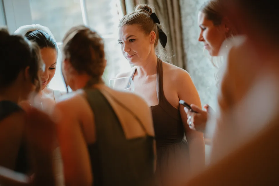 Lynsey chatting with guests in the reception rooms.