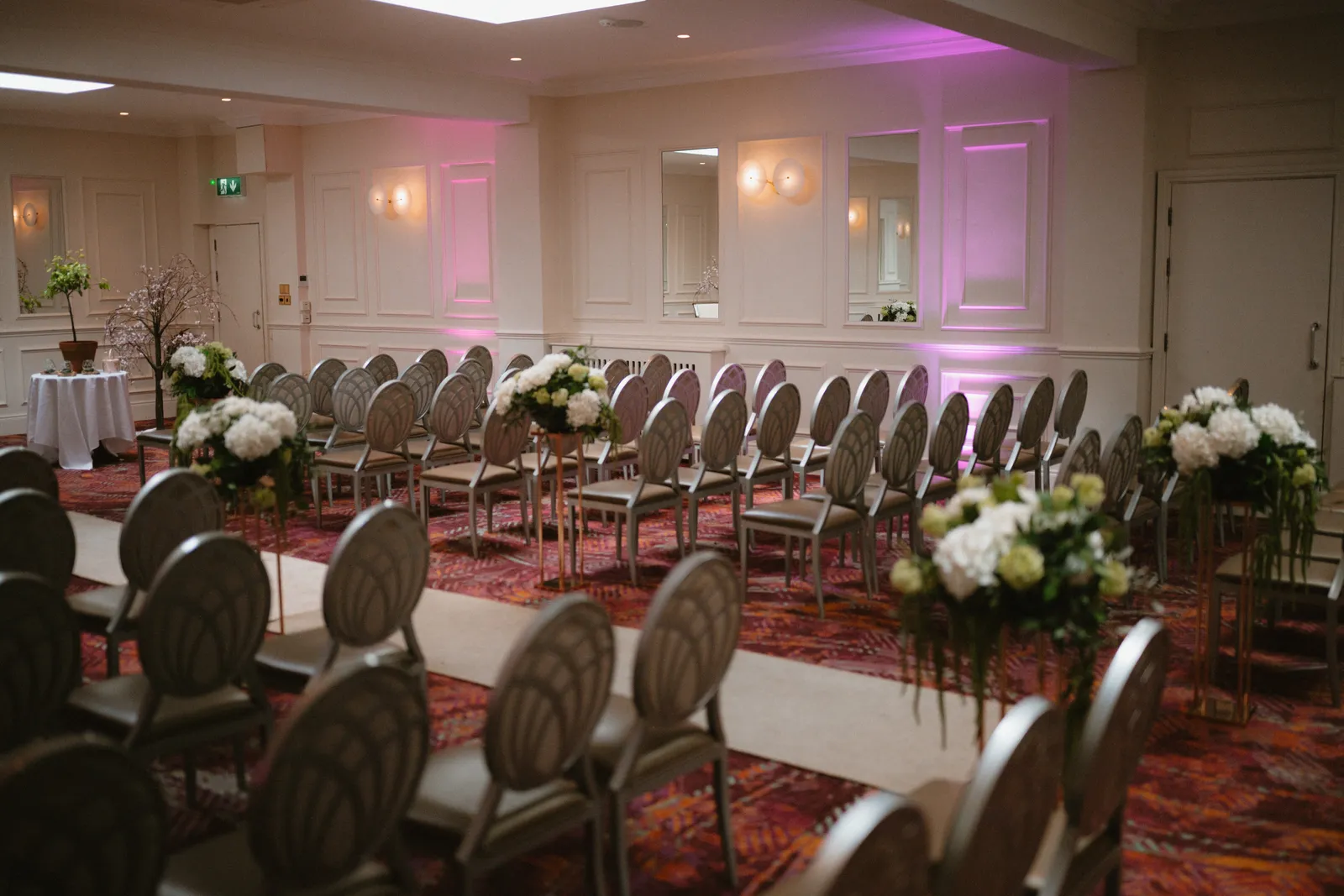 The indoor ceremony room before guests arrive