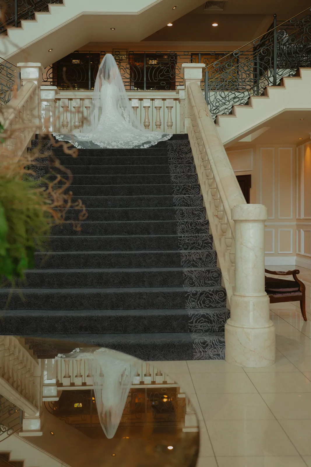 Nicola on the hotel’s broad staircase