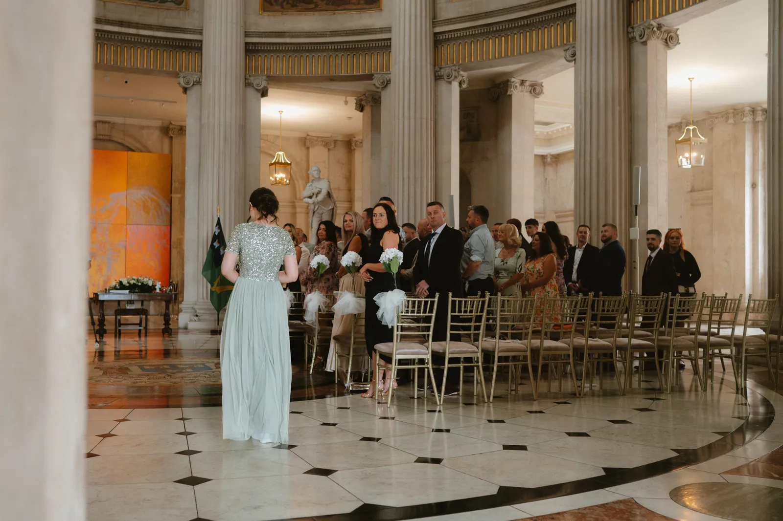 A guest walks into the rotunda