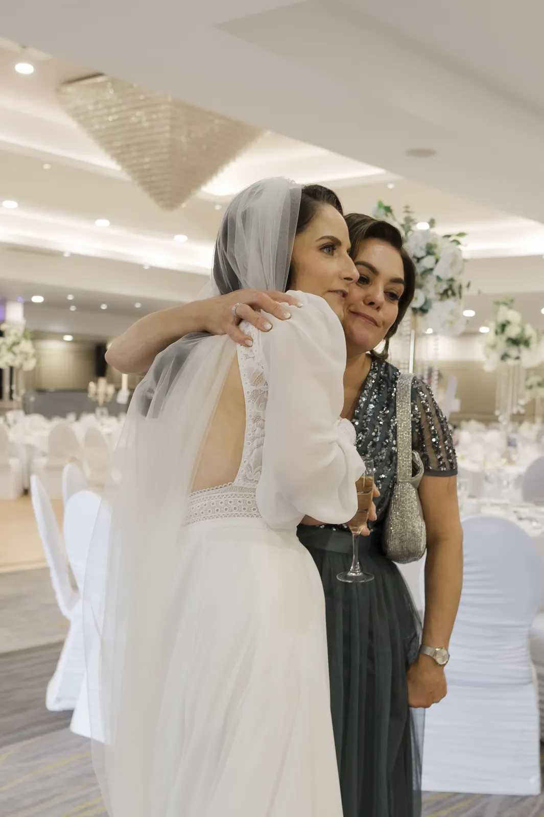 Roisin embracing a guest at the reception