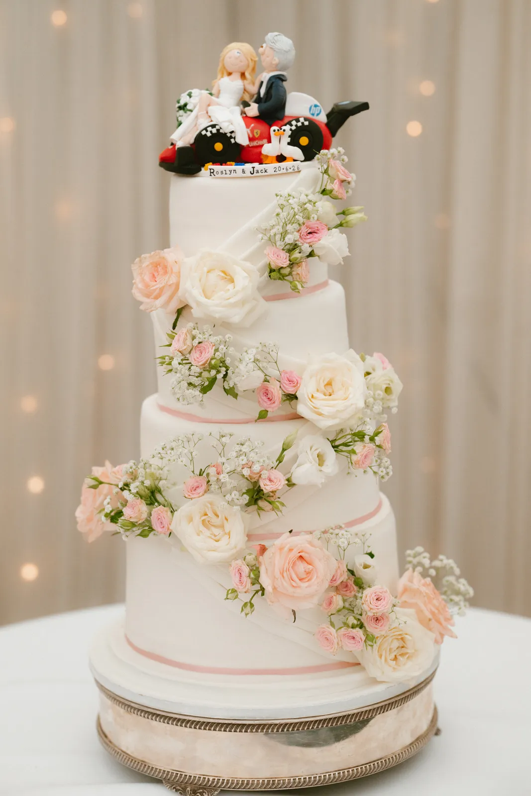 Wedding cake decorated with flowers