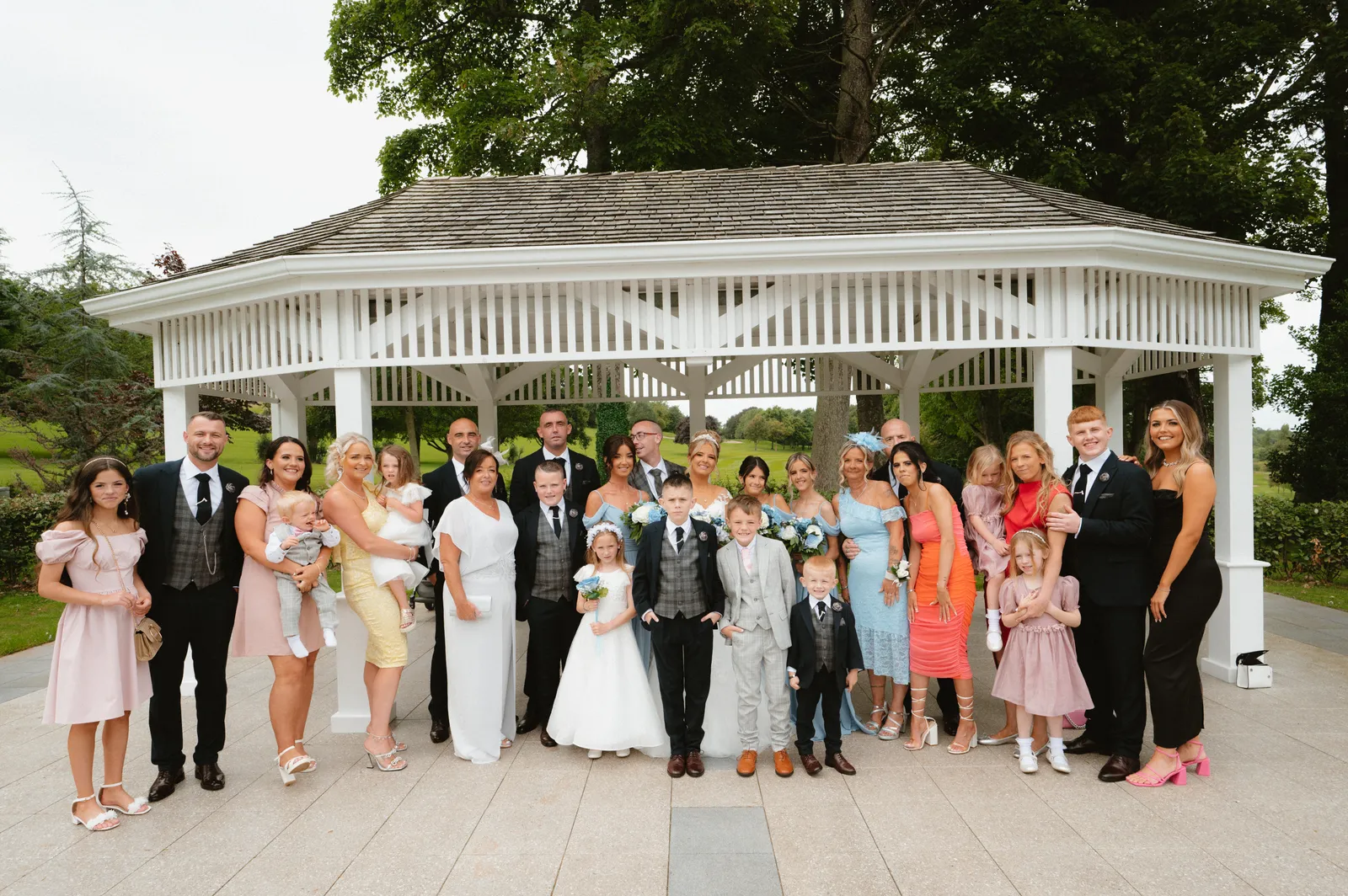 Group photograph around the garden gazebo